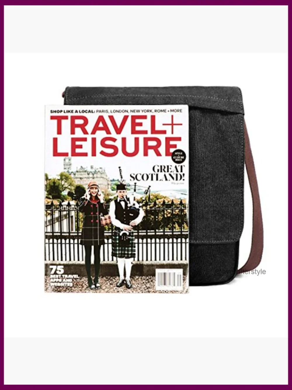Canvas Leather Messenger Crossbody Bag with Adjustable Strap Organizer